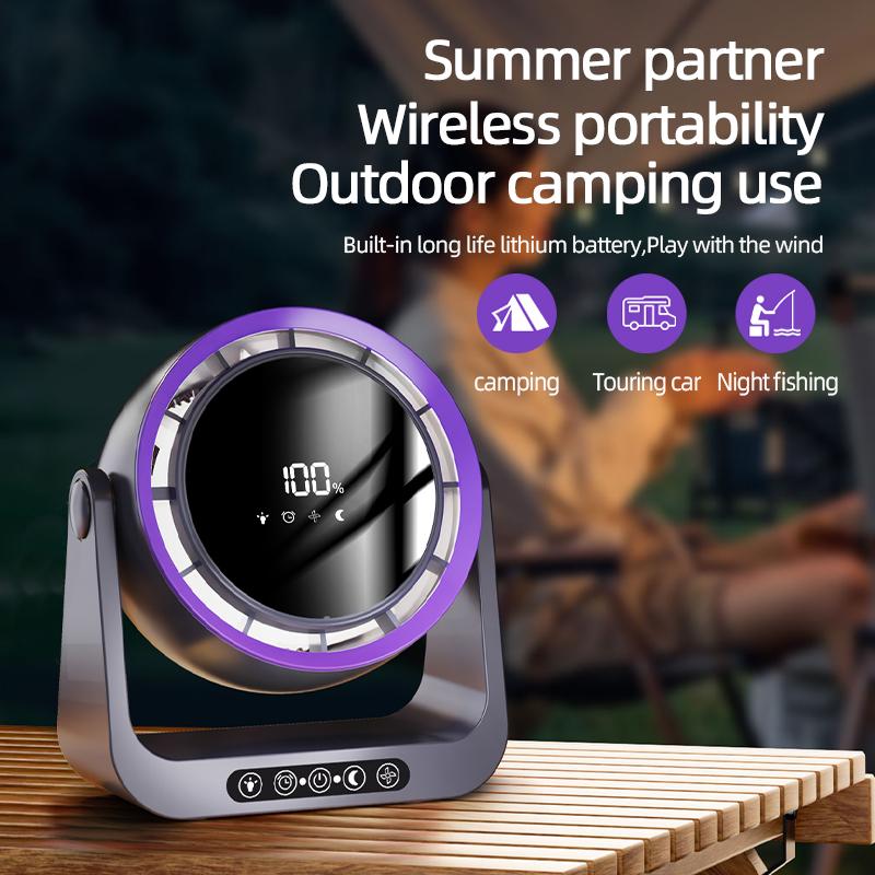 Desktop Circulating Fan With Remote Control Mini Table Fan 4000 mAh Large CapacityRechargeable Wall-mounted Fan With Night Light