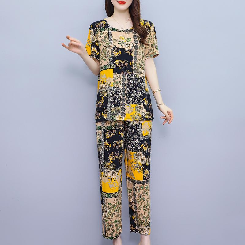 Sommarbyxset för kvinnor 2 delar Nytt avslappnat tvådelat set Kvinnokläder Koreansk stil Sommarkläder