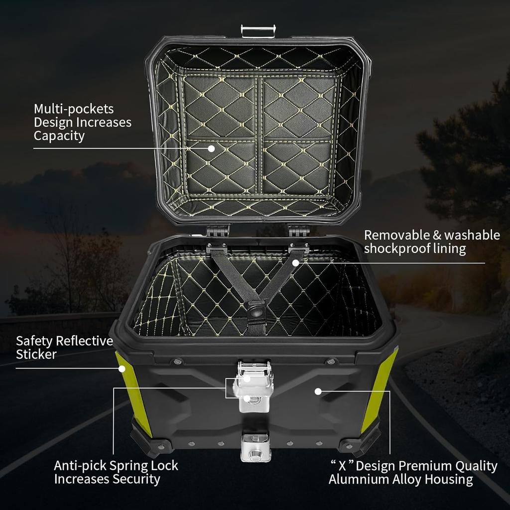 45L Universal Black Motorcycle Tail Storage Box Motorcycle Helmet Box With Reflective Design Waterproof Storage Carrier