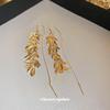 Real gold electroplated leaves fringed ear hooks earphones integrated Korean fashion temperament long earrings temperament earrings wholesale