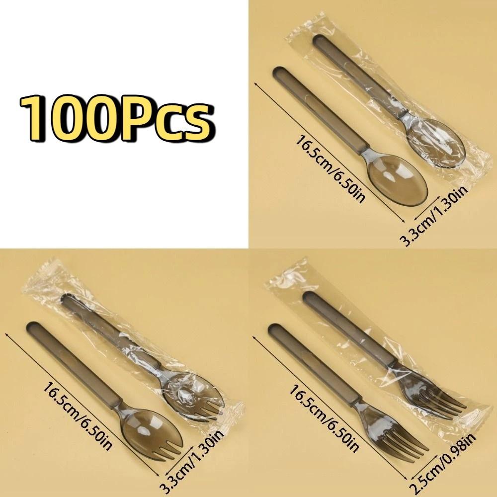 100Pcs Eco-Friendly Ice Cream Spoons Transparent Plastic Spoon  Outdoor Camping