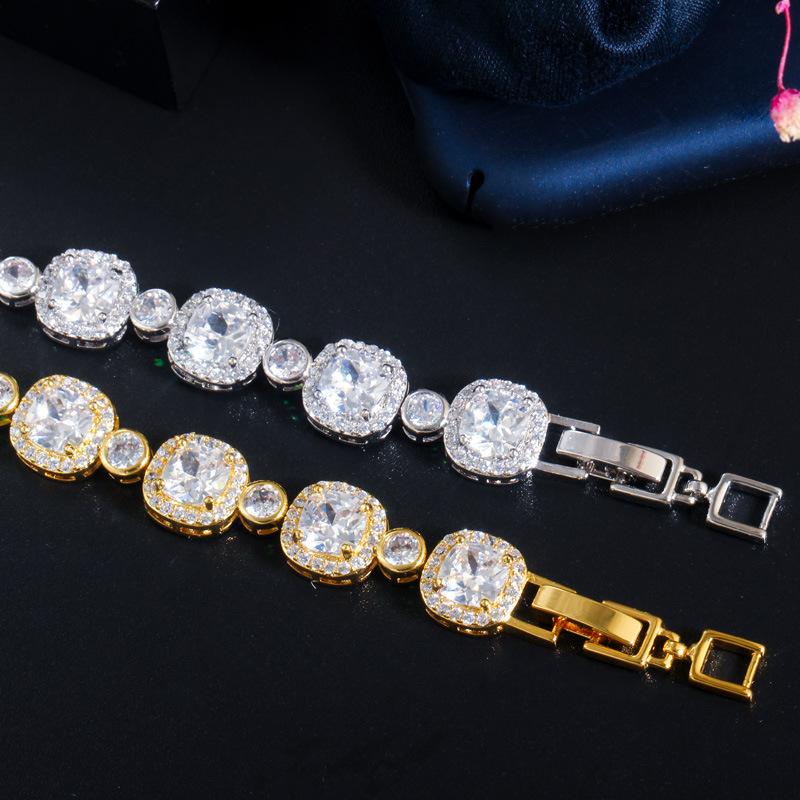 S0174 Square Hand Jewelry Super Shiny Zircon Bracelet