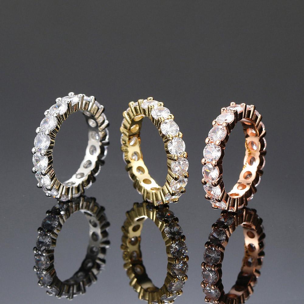 Schicke strahlende kubanische Gliederkettenringe für Damen Ice Out Mikro-Pavé Zirkonia Tennisring Modeschmuck Hiphop Rock Schmuck