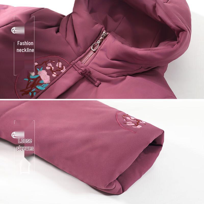 YUZHAOLIN Thickened Embroidered Cotton Coat for Middle-Aged & Elderly Women
