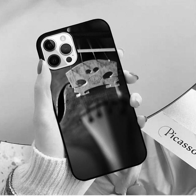 Black And White Violin Cello Phone Case Back Cover for iPhone 17 Air 16 15 14 13 11 12 Pro Max PlusS Shell Coque