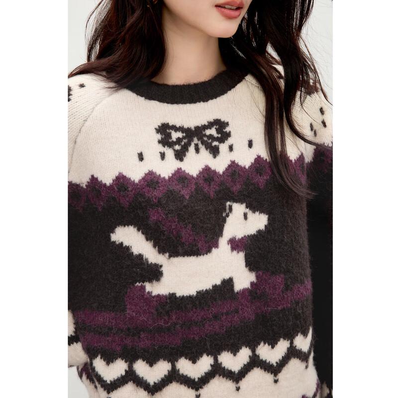 Qiushui Yiren Fair Isle Jacquard Round Neck Sweater