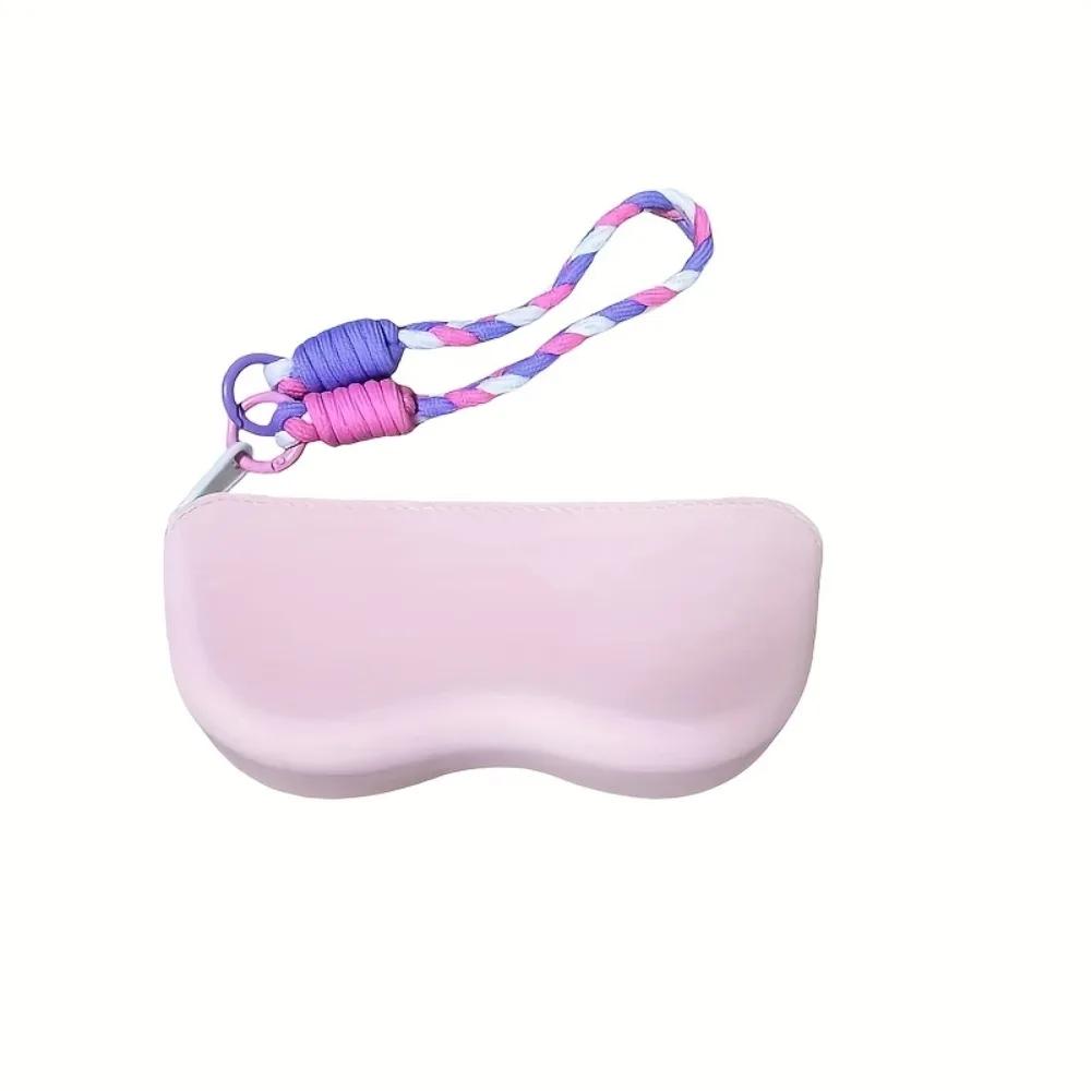 1pc Waterproof Silicone Glasses Case with Zipper & Braided Lanyard - Portable Fashion Glasses Storage Pouch, Multi-Color Options