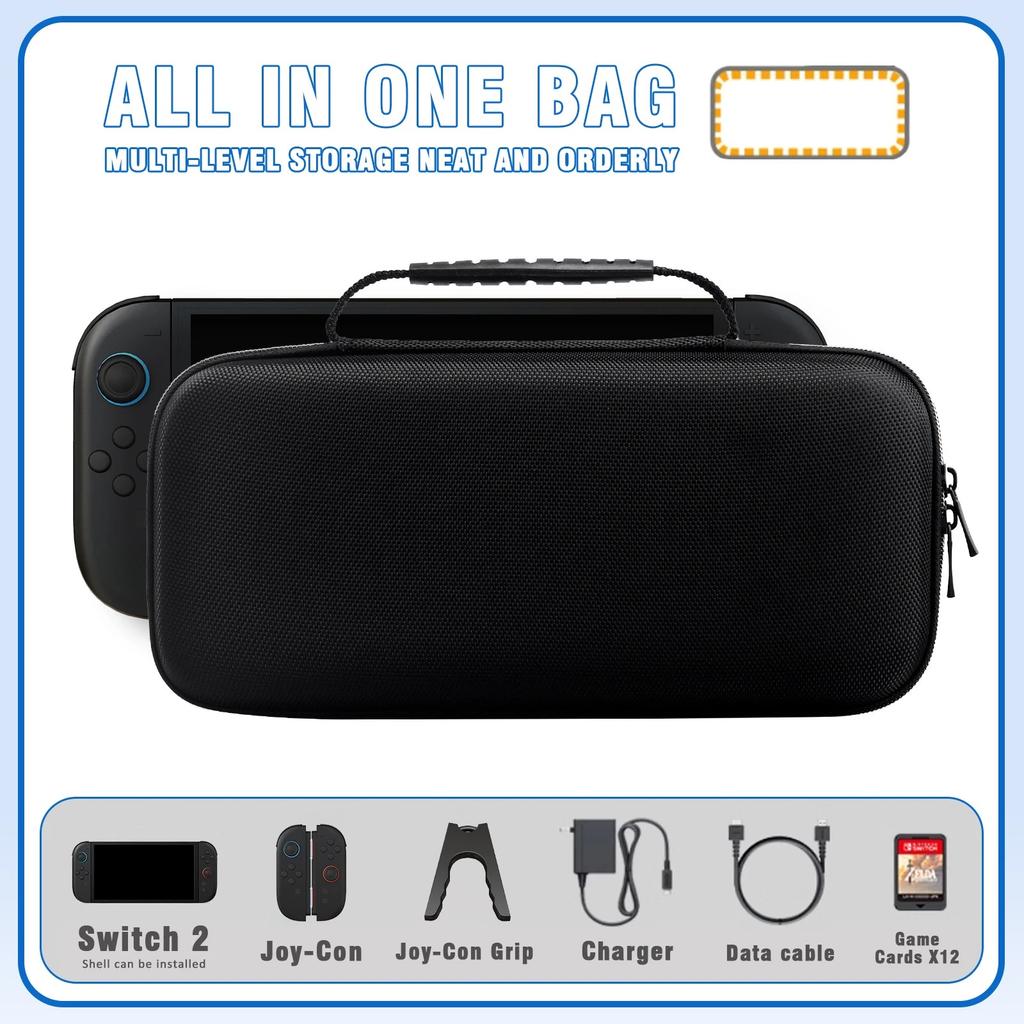 For NS 2 Travel Carrying Case Portable Carry Case Hard Shell Pouch for Switch 2 Console & Accessories Storage Bag
