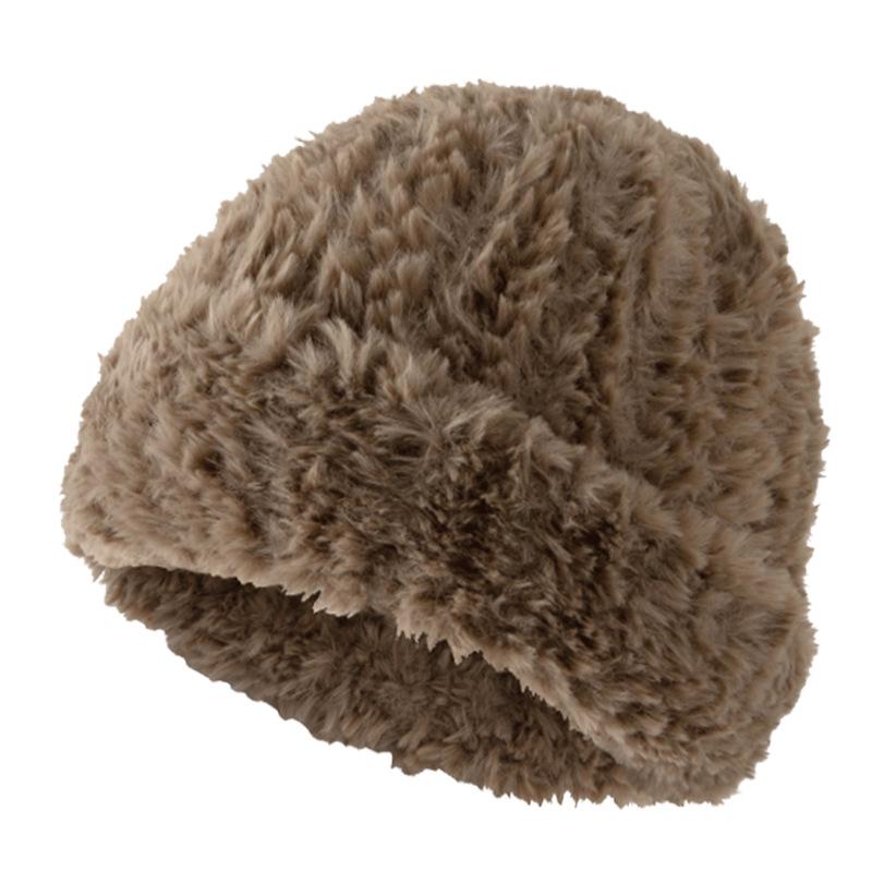 WTEMPO Soft Women's Winter Knit Hat Cold-Proof Warm Plush Ear Protection Loose Fit Versatile Fits Large Heads Face-Slimming Design Casual Hats