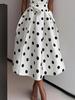 Hepburn Style Retro Sleeveless Polka Dot Evening Dress with Large Hem