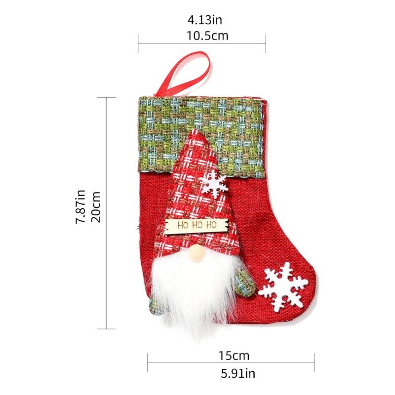 4 Pcs Lovely Christmas Hanging Socks Christmas Stockings Candy Gift Bag Christmas Decorations For Home Office Party