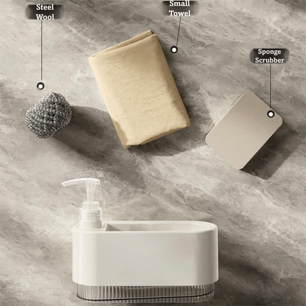 with Sponge Holder Detergent Dispenser Hand Soap Pump Manual Press Soap Box  Countertop