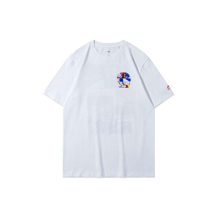Li Ning Table Tennis Sport Printed Short Sleeve T-Shirt Men Tops Standard-White AHSRC03-1