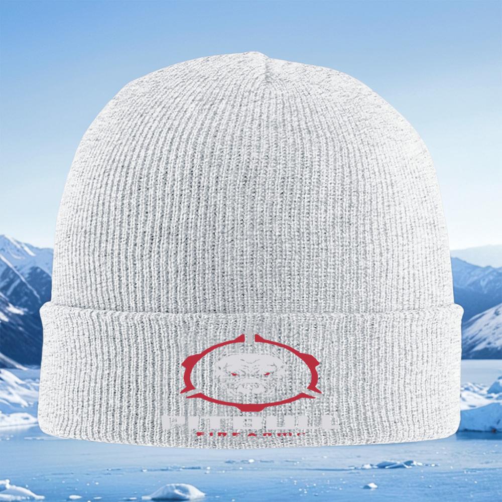 Pitbull Dog Head Red Circle Black Men Women Unisex Knitted Hat Beanie Pullover Cap Winter Thermal Warm Christmas Outdoor Cycling