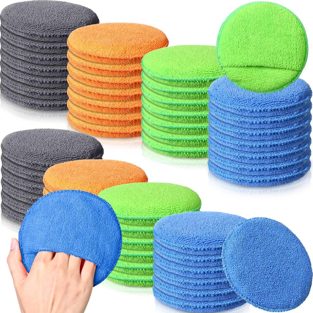 10/1PCS Microfiber Wax Applicator Pads Car Care Soft Wax Sponge With Finger Pocket Wax Applicator For Car Paint Interior Leather