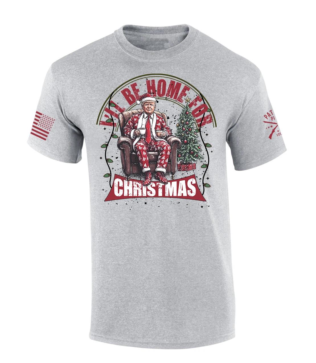 Patriot Pride Mens Festive Funny Trump I ll Be Home For Christmas Short Sleeve 3XL