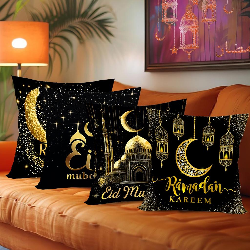 2026 Eid Mubarak Pillowcase Decor for Home Sofa Cushion Cover Islamic Ramadan Kareem Decoration Mosque Muslim Pillow Cover Gifts