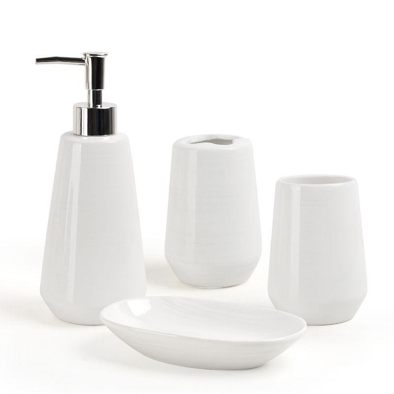 Pure White Ceramic Lotion Bottle Toothbrush Holder Mouthwash Cup Soap Dish Bathroom Accessories Hotel Portable Dispensing Bottle
