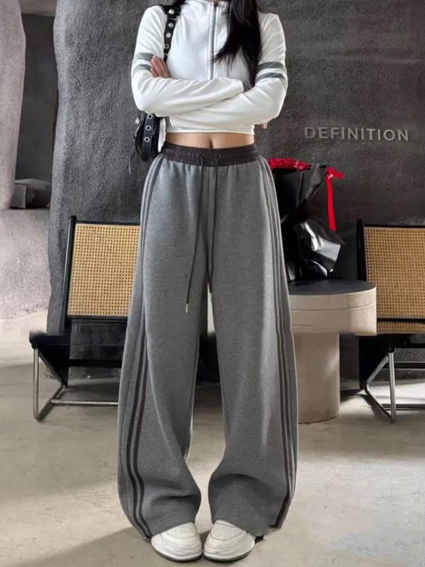 Women's Colorblock Side Stripe High-Waist Wide Leg Sweatpants - Spring/Autumn 2026