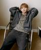 Arch Logo Loose Fit Applique Dyed Zip-Up Hoodie Charcoal