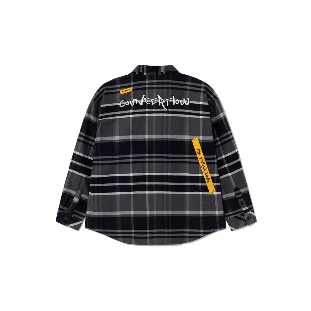 Li Ning CF Plaid Single-Breasted Long Sleeve Polo Shirt Men shirts Black AJDR533-2