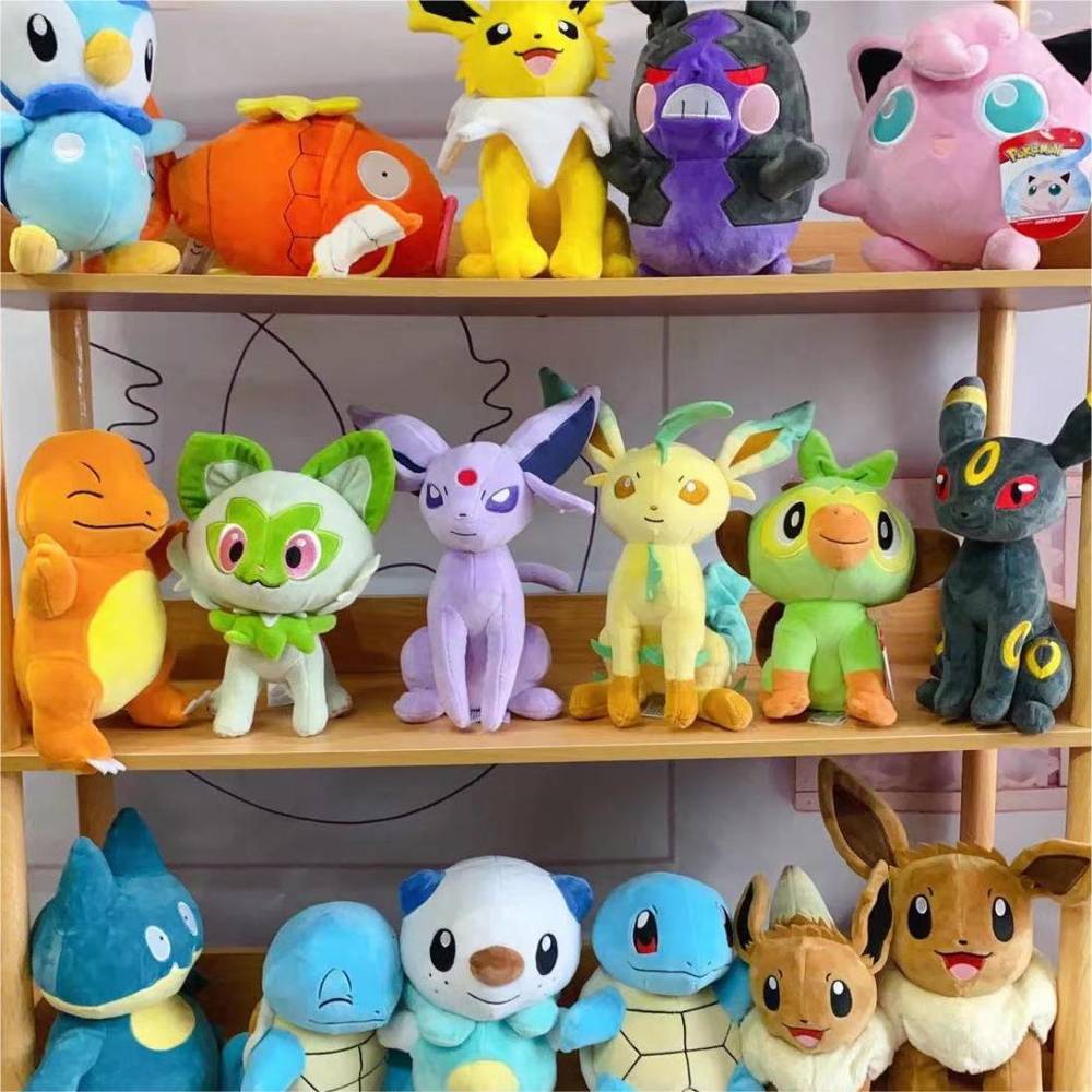 18-28cm Plush Toy Grookey Sprigatito Oshawott Leafeon Espeon Morpeko Gonbe Mimikyu Anime Figure Peluche Toys