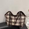 Korean Version of Fashionable Retro Plaid Canvas Tote Bag Women's 2025 Autumn and Winter New Popular Casual and Lightweight Shoulder Bag