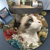 Cat in Flowers Round Area Rug,Carpet Rug for Living Room Bedroom Sofa Playroom Decor,Non-slip Floor Mat