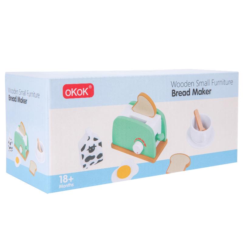 Toddler Pretend Play Wooden Kitchen Set: Toaster, Mixer, Coffee Maker, Juicer Toy.