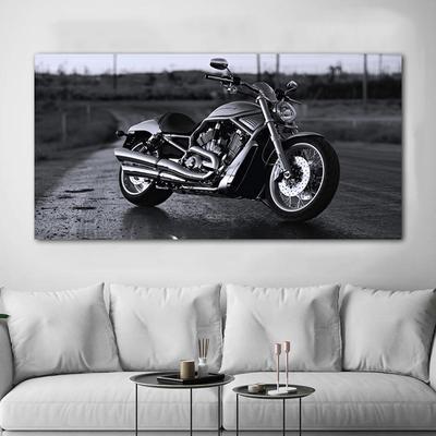 RELIABLI ART Motorrad-Bilder, schwarz und weiß, cooles Motorrad-Straßengemälde, moderne Landschaft, Wandkunst, Wohnzimmer, ohne Rahmen