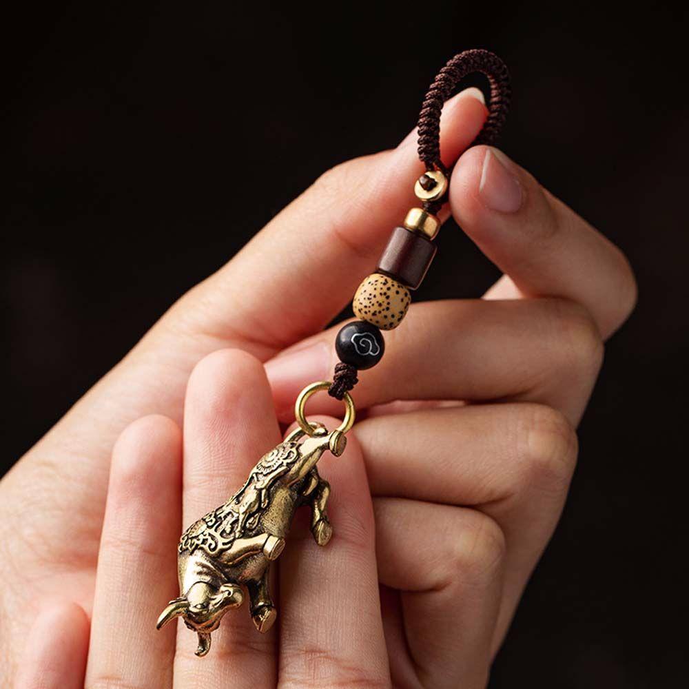 Animal Car Accessories Zodiac Bull Lanyard Pendants Car Key Chain Keyfob Key Rings Bag Keychain