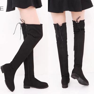 Winter Over The Knee Women Boots 2024 New Female Thigh High Flats Boots Pointed Toe Stretch Fabrics Botas Size 43 Women Shoes