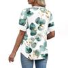 Dámská Módní Ležérní V-výstřih Krátký Rukáv Potisk Košile Dámské Horní Díly