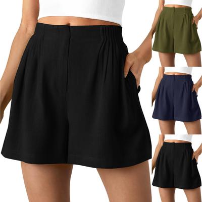 Sommershorts für Damen, lässig, hohe Taille, weiter Beinschnitt