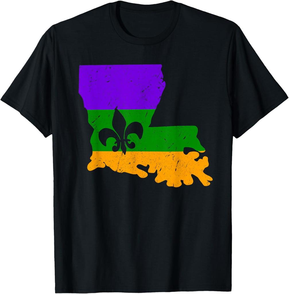 Distressed Mardi Gras Fleur De Lis Design Unisex T-Shirt