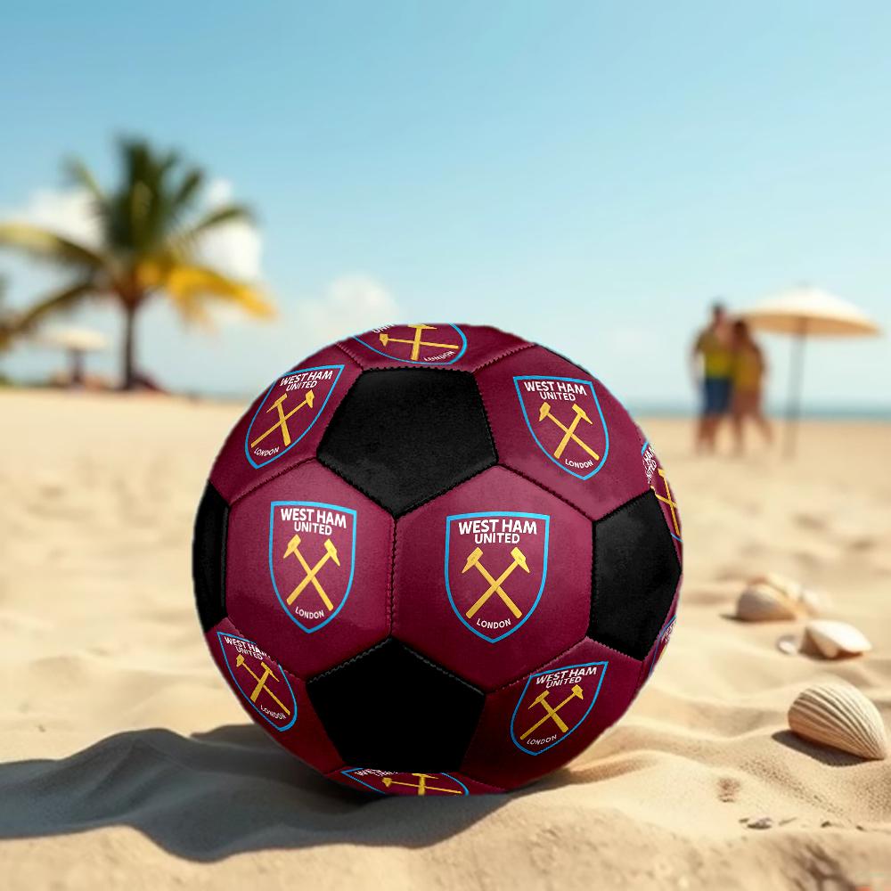 SIZE 5 West Ham United FC Soccer Ball Colorful All Ages Machine Stitched PVC Competition Ready Durable High-Bounce