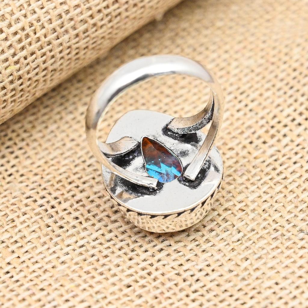 Rainbow Mystic Gemstone Handmade 925 Sterling Silver Ring Jewelry For Christmas