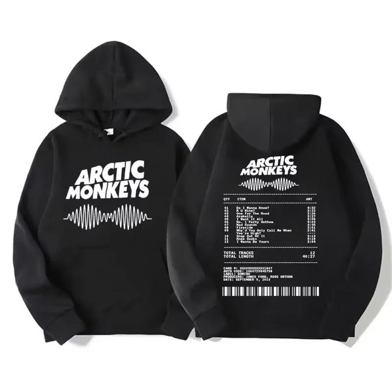Męska bluza z kapturem Y2K Retro Arctic Monkeys Czarna - Bluza z nadrukiem albumu Hip Hop