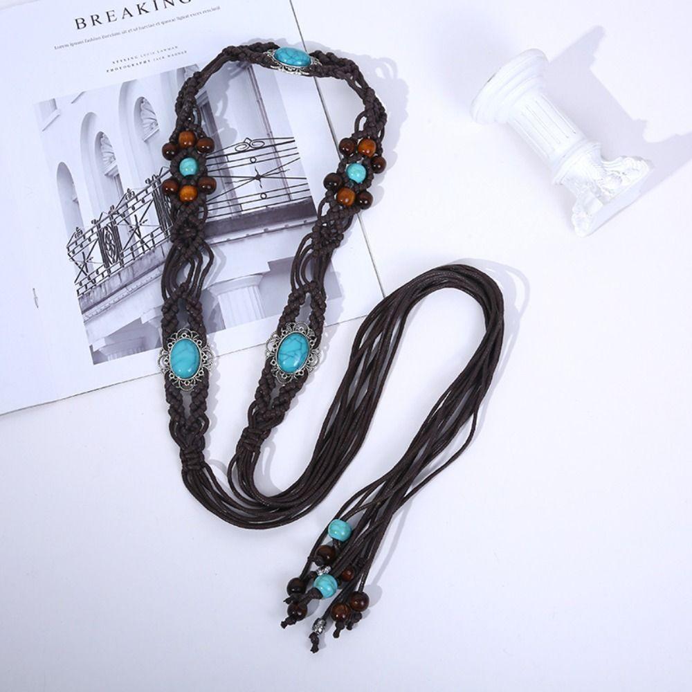 Ethnic Style Woven Belt Bohemian Dress Chain Waist Dress Accessories Braided Waist Belt  Women