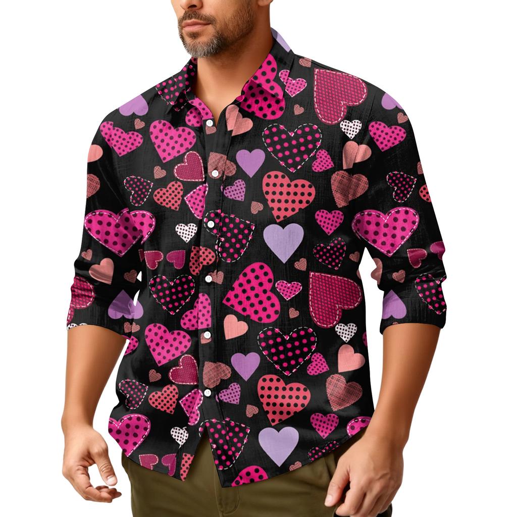 Men'S Casual Loose Fitting Long Sleeved Shirt Fashionable Lapel Shirt Top