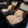 Car Seat Cushion Winter Integrated Warm Cartoon Seat Cushion Car Lumbar Support Neck Pillow Waist Rest Cute Plush Dog Backrest