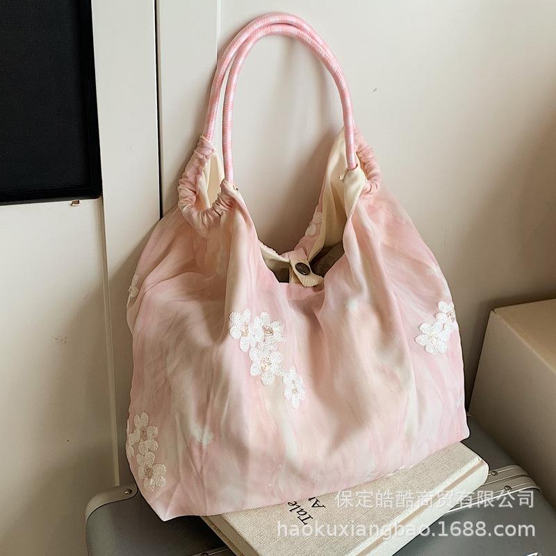 New Chinese Style National Style Bag 2025 New Trendy Shoulder Handbag Literary Small Fresh Women's Bag Large Capacity Tote Bag