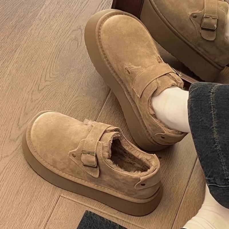 Thick-soled snow boots winter new velvet warm Birkenstocks fluffy shoes cotton shoes