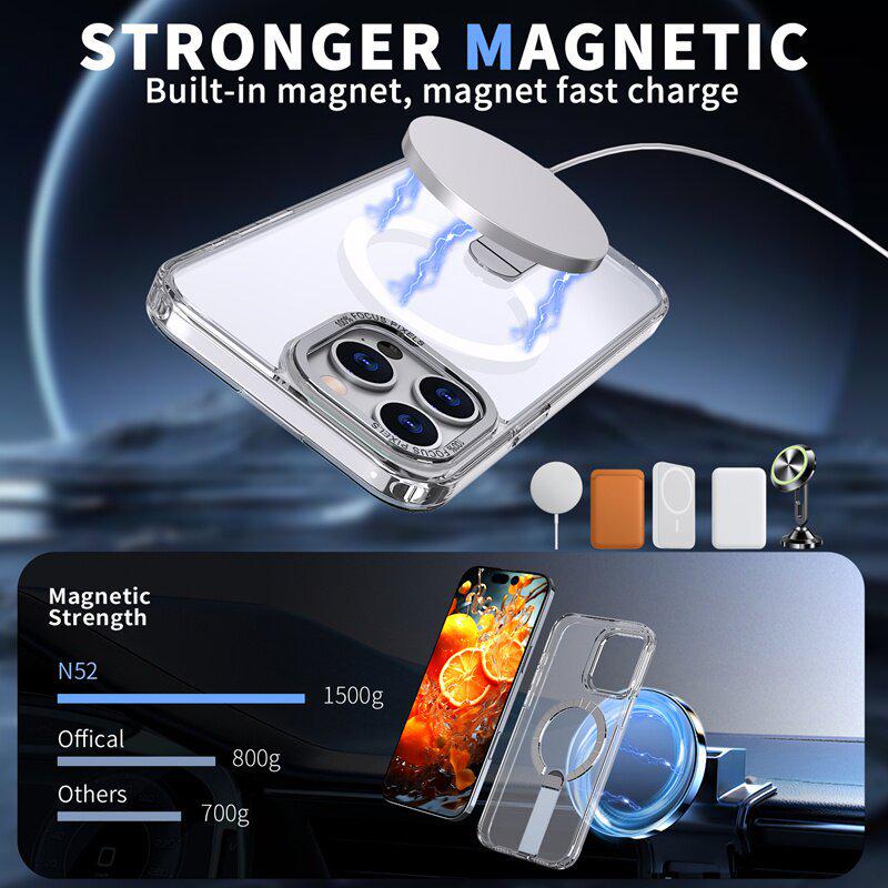 Foldable Stand Compatible with iPhone Models 13 To 17 Pro Max - Thin, Lightweight, Heat Dissipation, Magnetic, Full Coverage Case.