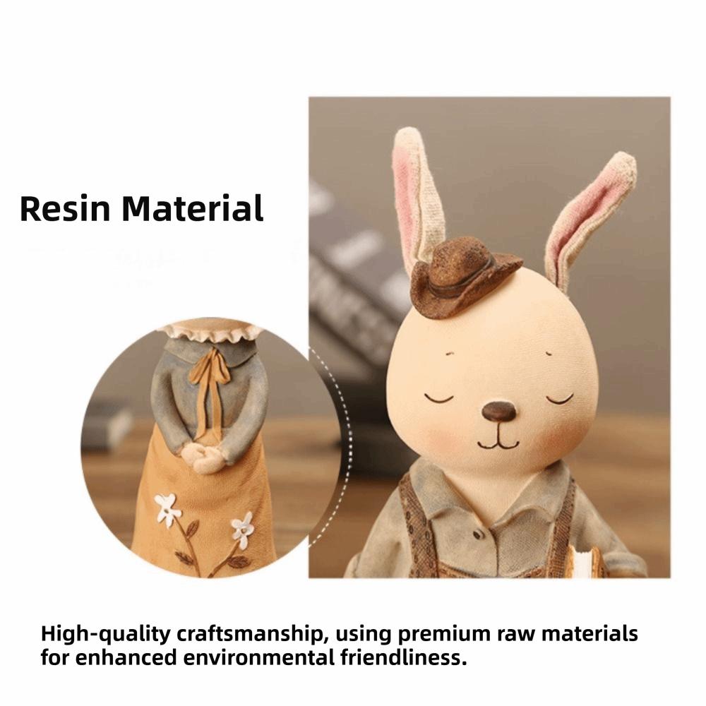 Cartoon Cute Design Easter Bunny Bank Resin Pastoral Style Cute Rabbit Statue Novelty Funny Desktop Decor Collectible