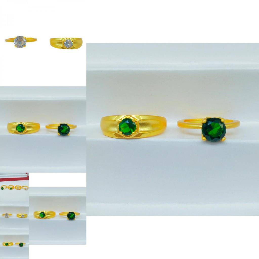 Trendy Gold Plated Brass Couple Rings With Dazzling Diamonds Available In Mens And Womens Styles