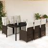 VidaXL Garden Bistro Set 7 Pcs Brown Cushions Poly Rattan 3277191