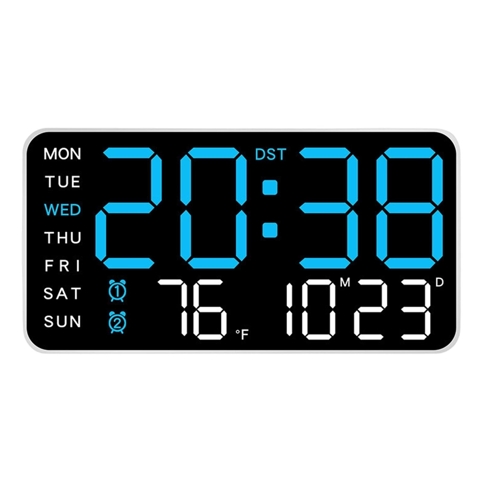 

Digital Wall Clock, LED Alarm Clock, Large Digital Display, Date, Temperature, Daylight Saving Time, Modern Desktop Decoration Design One Size