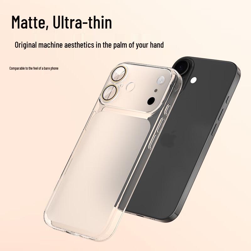 Baizou Ultra-Thin Frosted Transparent iPhone Case with Integrated Glass Lens Protector