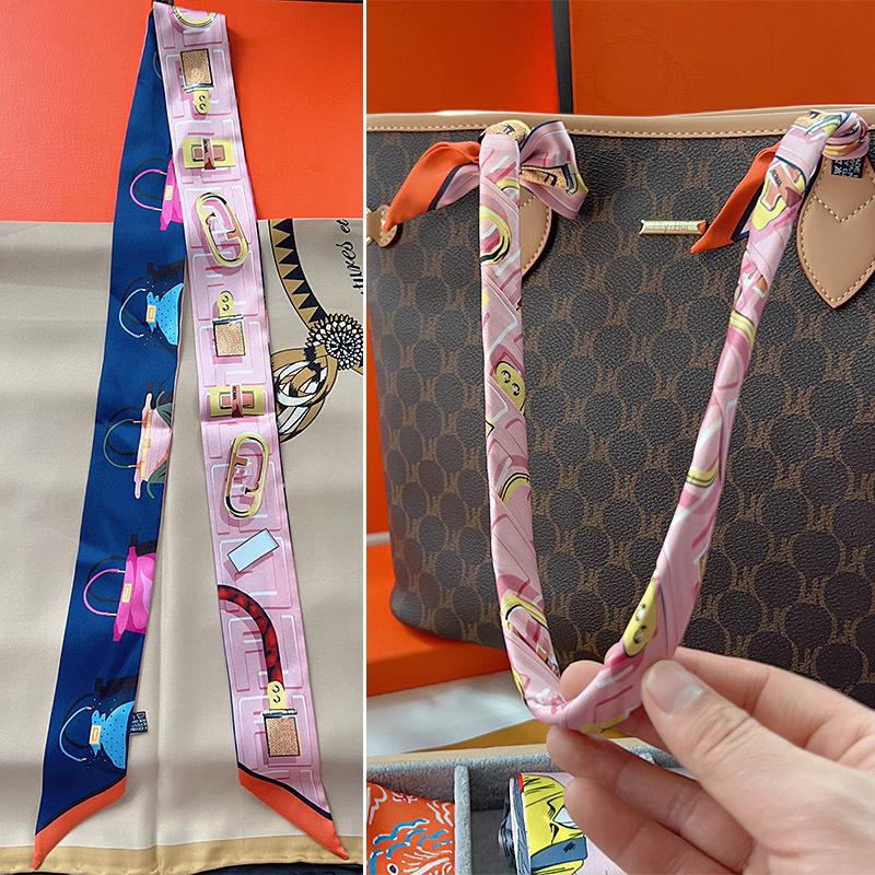 Extended small silk scarf tied tote bag strap fashion scarf versatile belt high-quality hair band decorative wholesale 100-135CM